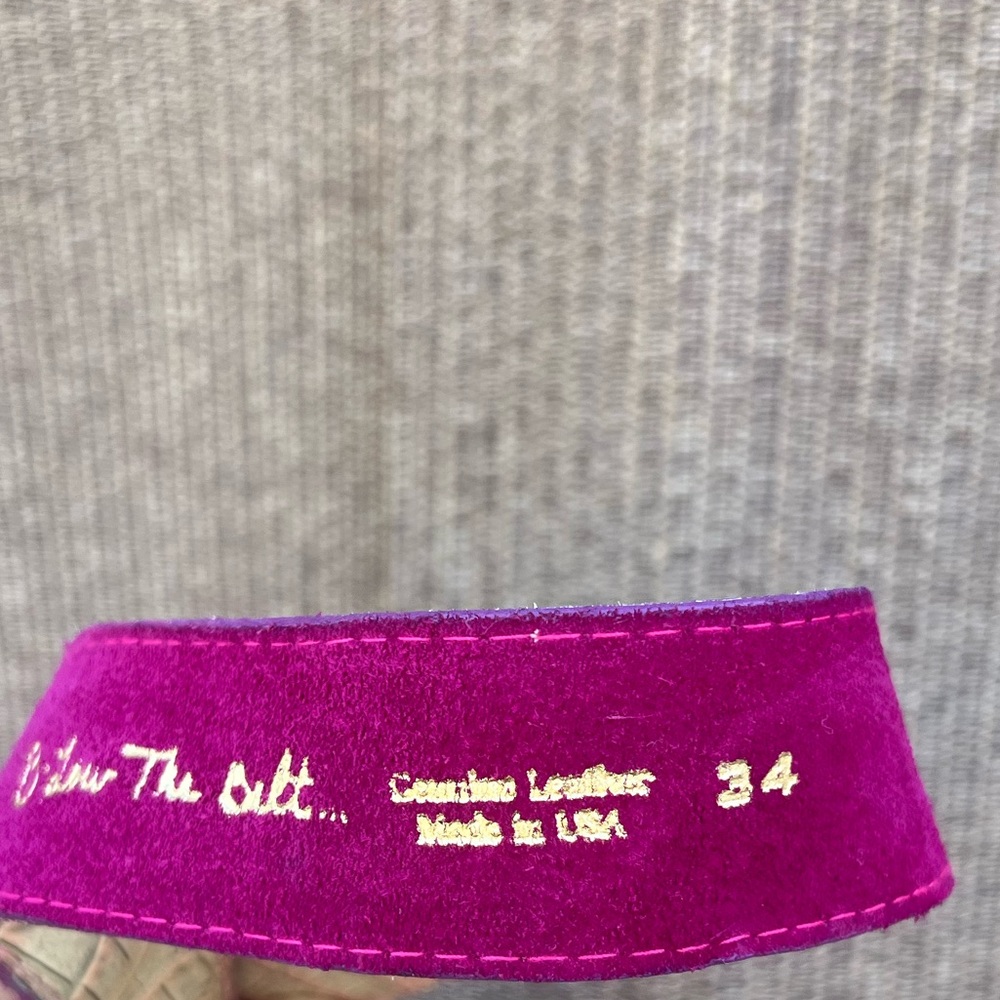 B-Low the Belt Pink Crocodile Aurora Borealis Rhinestone Flower Starburst RARE - Picture 8 of 12